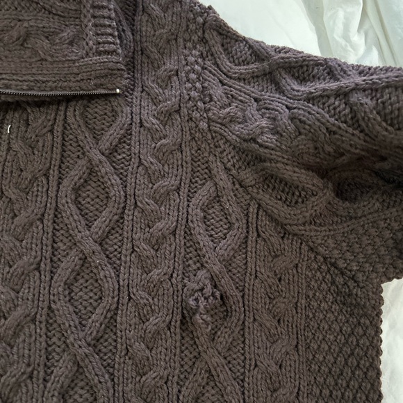 NEW flawed ARAN CRAFTS Merino Wool Cable Knit Zip Up Cardigan Sweater XXL - Picture 7 of 10